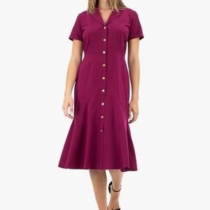 Sharagano Orchid-Colored Cotton Shirt Dress